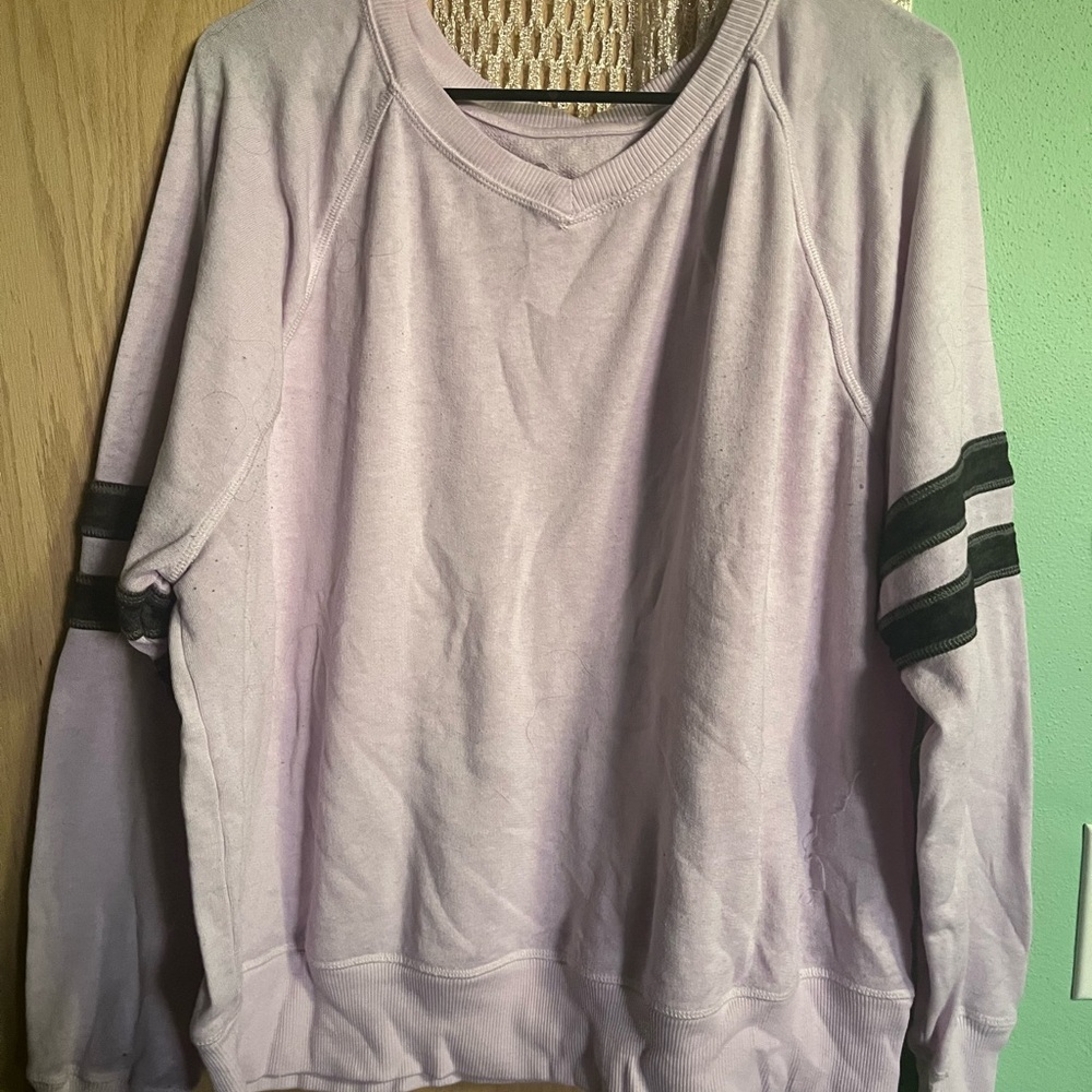 Women’s Lavender Sweater with Black Stripes